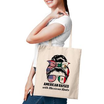 American Raised With Mexican Roots Mexican Flag Tote Bag | Mazezy