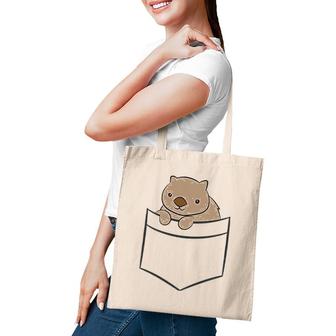 Australian Wombat In The Pocket Cute Baby Wombat Tote Bag | Mazezy