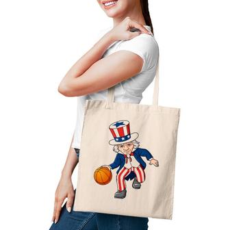 Basketball Uncle Sam 4Th Of July Boys Kids Teens Dribble Tote Bag | Mazezy
