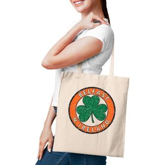 Belfast N Ireland Vintage Shamrock Road Sign Distress Print Tote Bag | Mazezy