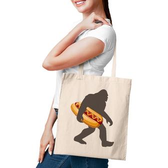 Bigfoot Carrying Hotdog Funny Sasquatch Gift Tote Bag | Mazezy