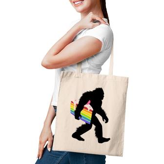 Bigfoot Rainbow Cake Sasquatch Decorator Tote Bag | Mazezy