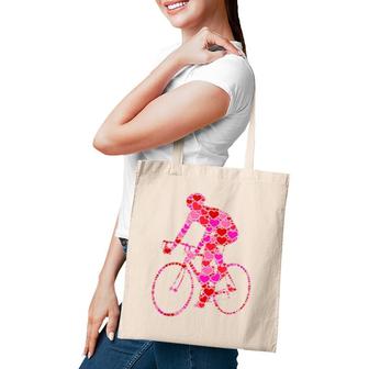 Bike Pink Red Heart Valentine's Day Gift For Bicycle Racer Tank Top Tote Bag | Mazezy