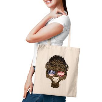 Bison Buffalo Wearing Usa Sunglasses American Flag Patriotic Tote Bag | Mazezy
