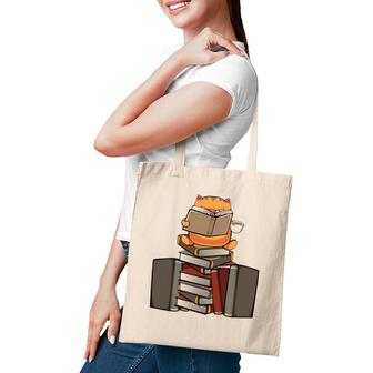 Book Lover Japanese Kawaii Cat Pet Reading Tea Coffee Cozy Tote Bag | Mazezy