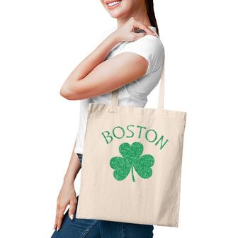 Boston Irish Shamrock Distressed Green Print Tote Bag | Mazezy