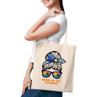 Bring On The Sunshine Messy Bun Sunsets Summer Funny Beach Tote Bag | Mazezy