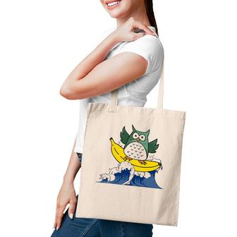 Cartoon Owl Banana Surfing Funny Graphics Great Wave Kids Tote Bag | Mazezy
