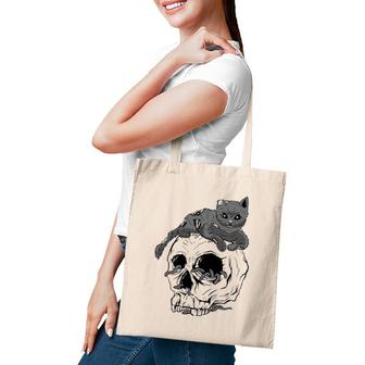 Cat Skull Occult Pagan Goth Gifts Tote Bag | Mazezy