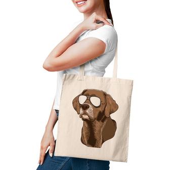Chocolate Lab , Chocolate Labrador Dog Sunglasses Tote Bag | Mazezy
