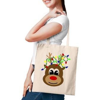 Christmas Deer Buck With Lights In Antlers Pajama Tote Bag | Mazezy