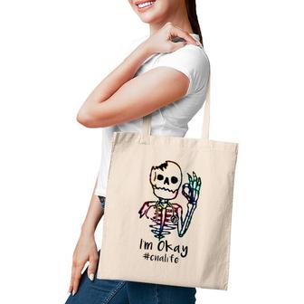 Cna Gift Appreciation I'm Okay Cna Life Colorful Skeleton Tote Bag | Mazezy