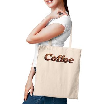 Coffee Brown Letters Word Art Tote Bag | Mazezy