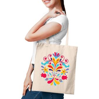 Colorful Floral Mexican Otomi Flowers Floral Otomi Gift Tote Bag | Mazezy