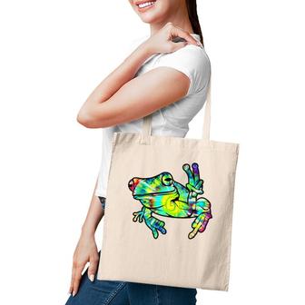 Cool Peace Frog Tie Dye For Boys And Girls Premium Tote Bag | Mazezy