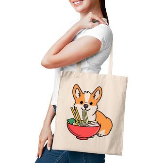 Corgi Eating Ramen Lover Tote Bag | Mazezy