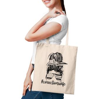 Corrections Wife Messy Bun Proud Correctional Officer Wife Tote Bag | Mazezy