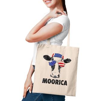Cow 4Th Of July Moorica Merica Men Women Usa Flag Farm Tote Bag | Mazezy