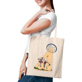 Cow Abduction Ufo Alien Cow Abducted By Ufo Spaceship Tote Bag | Mazezy