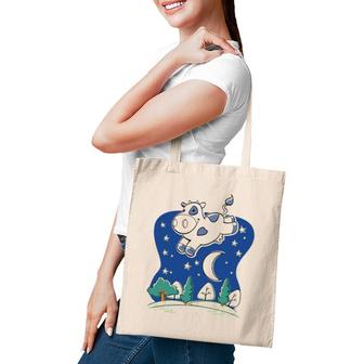 Cow Jumped Over The Moon - Cartoon W Common Saying Tote Bag | Mazezy