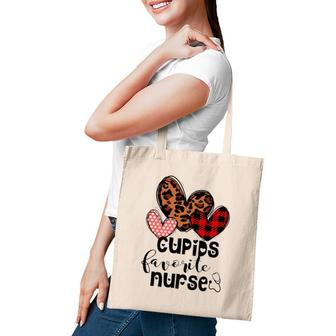 Cupids Favorite Nurse Red Plaid Leopard Print Heart Tote Bag | Mazezy