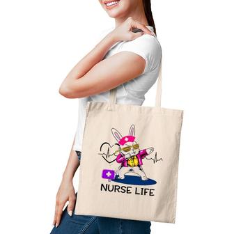 Dabbing Cool Easter Bunny Nurse Nursing Life Heart Heartbeat Tote Bag | Mazezy