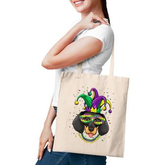 Dachshund Dog Lover Cute Mardi Gras Carnival Jester Tote Bag | Mazezy