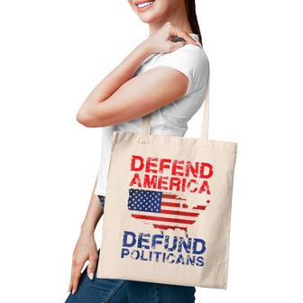 Defend America Defund Politicians - Distressed Look Tote Bag | Mazezy UK