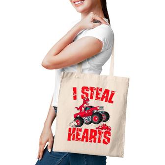 Dinosaur Ridding Truck I Steal Hearts Valentine's Day Boys Tote Bag | Mazezy
