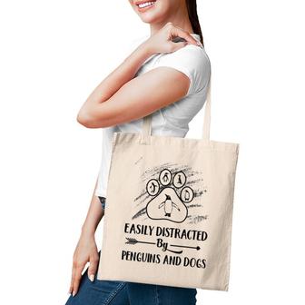 Dog Lover Easily Distracted By Penguin And Dogs Tote Bag | Mazezy