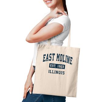 East Moline Illinois Il Vintage Sports Design Navy Print Tote Bag | Mazezy