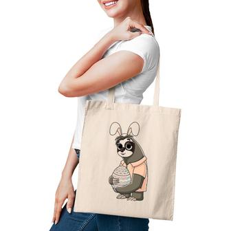 Easter Sloth Easter Bunny Ears Rabbit Sloth Easter Egg Tote Bag | Mazezy