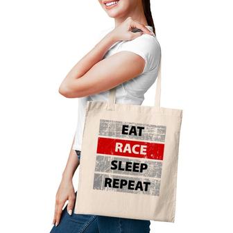 Eat Race Sleep Repeat Vintage Retro Distressed Racing Tote Bag | Mazezy DE