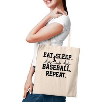 Eat Sleep Baseball Reapeat Heartbeat Tote Bag | Mazezy