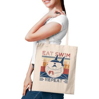 Eat Swim Repeat Shark Lovers Retro Vintage For The Week Tote Bag | Mazezy