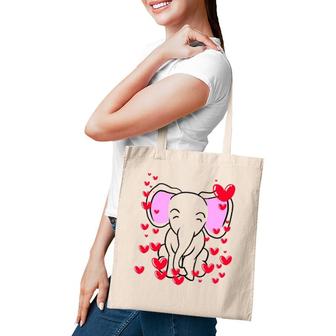 Elephant Valentine's Day Cute Romantic Hearts Tee Tote Bag | Mazezy