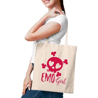 Emo Girl Pink Skull Emo Goth Music Emotional Skull Humor Tote Bag | Mazezy