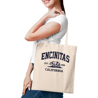 Encinitas California Ca Vintage State Athletic Style Tote Bag | Mazezy