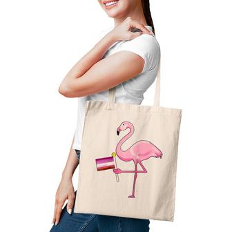 Flamingo Lesbian Flag Cute Lgbt Rainbow Gay Pride Gift Raglan Baseball Tee Tote Bag | Mazezy DE