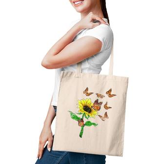 Flower Butterflies Nature Butterfly Sunflower Tote Bag | Mazezy