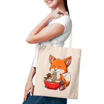 Fox Eating Ramen Ramen Noodle Lovers Fox Themed Gift Tote Bag | Mazezy