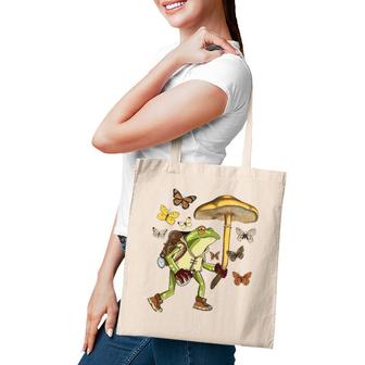 Frog Mushroom Umbrella Butterflies Cottagecore Goblincore Tote Bag | Mazezy DE