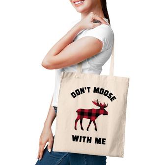 Funny Attitude Don't Moose With Me Winter Buffalo Plaid Gift Tote Bag | Mazezy