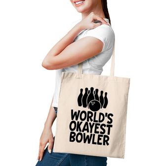 Funny Bowling World's Okayest Bowler Men Gift Tote Bag | Mazezy