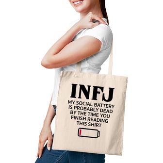 Funny Infj Social Battery Introvert Intuitive Personality Tote Bag | Mazezy