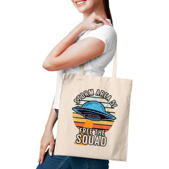 Funny Retro Storm Area 51 Free The Squad Tote Bag | Mazezy