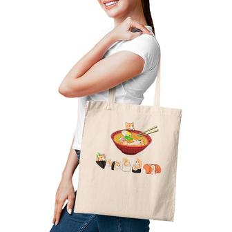 Funny Shiba Inu Sushi Ramen Bowl Cute Japanese Kawaii Dog Tote Bag | Mazezy