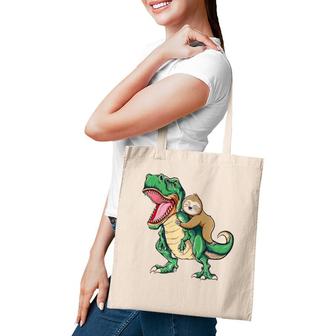 Funny Sloth Riding Arex Dinosaur  Tote Bag