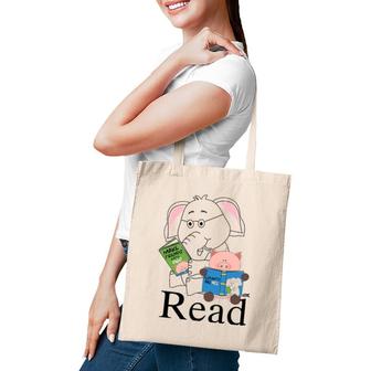 Funny Teacher Library Read Book Club Piggie Elephant Pigeons Tote Bag | Mazezy