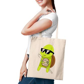 Funny Turtle Wearing Sunglasses Playing Trombone Tote Bag | Mazezy
